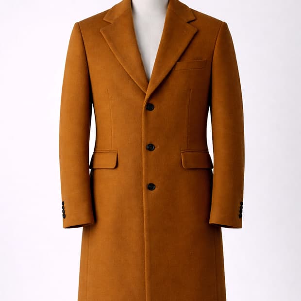 남자 세미오버핏 울 싱글 버튼  롱 코트 (카멜) 105(XL)