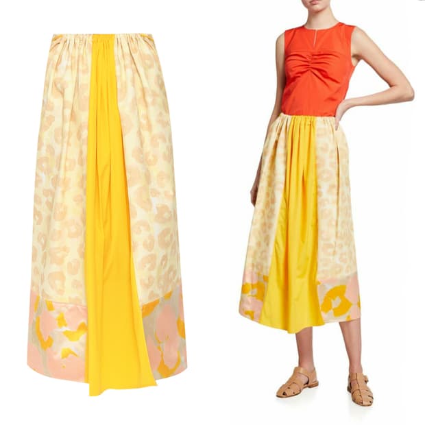 (매장판)MARNI 마르니 멀티패턴블록 셔링 엑센트 롱 스커트 S