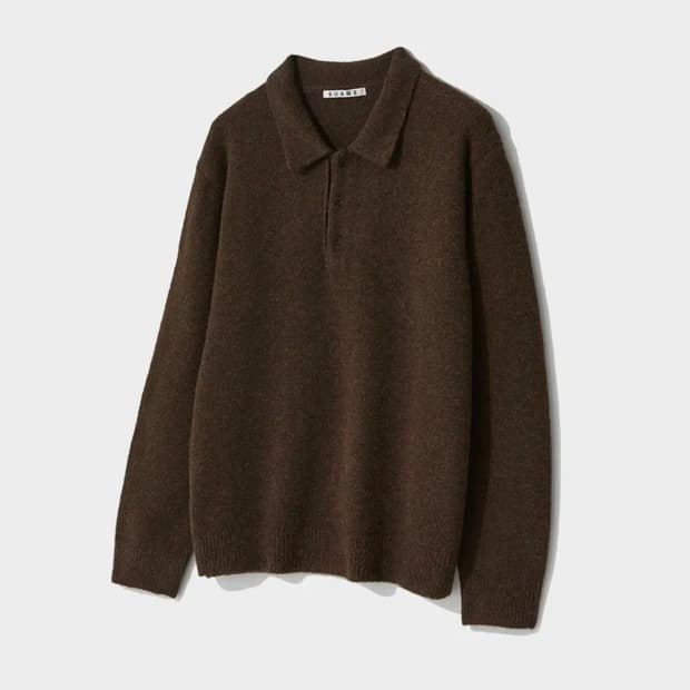 수아레 에어울 카라 니트 브라운 M