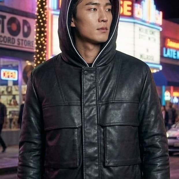 [정품] 솔리드옴므 24FW 램스킨 후드 가죽자켓(50사이즈)