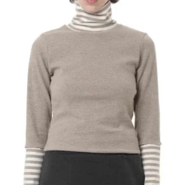 텐스댄스 파히섬 스트라이프 믹스 터틀넥 베이지(단종)