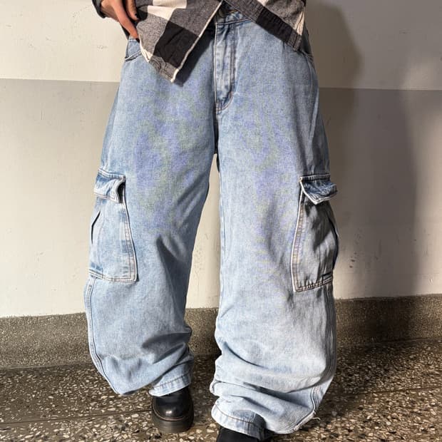 90s 올드스쿨 데님카고 팬츠