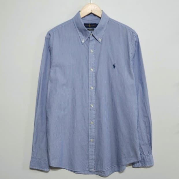 100~105 POLO 폴로 블루 스트라이프 버튼다운 셔츠