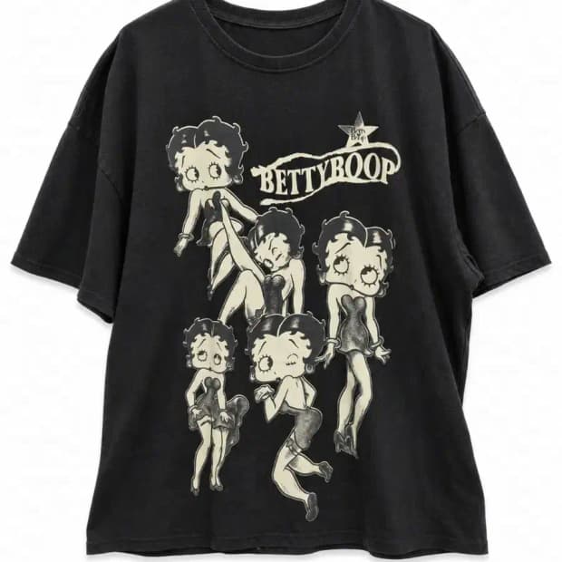 베티붑 올오버 프린팅 4XL 블랙 반팔티
