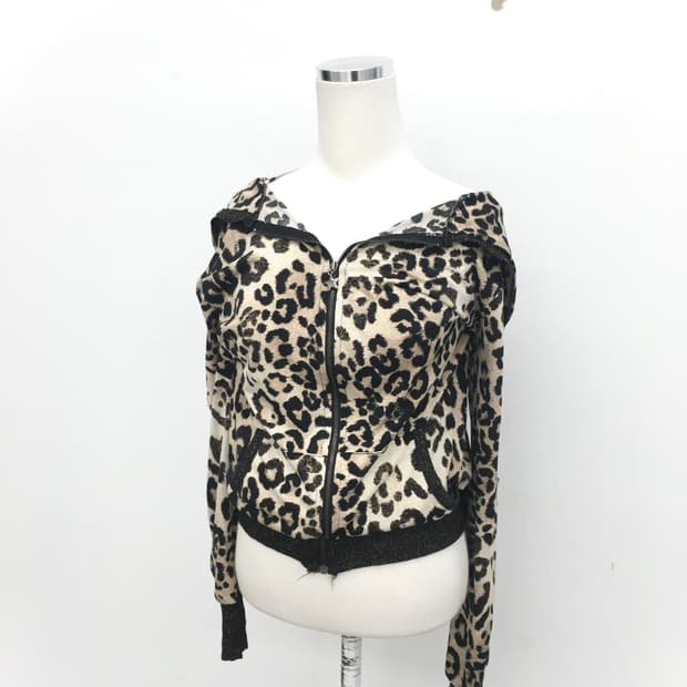 leopard gyaru zip-up