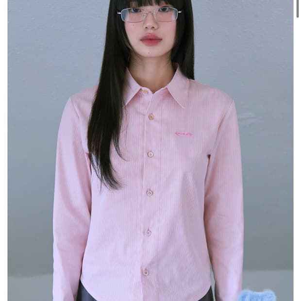 Fad 에프에이디 크롭 스트라이프 셔츠 핑크