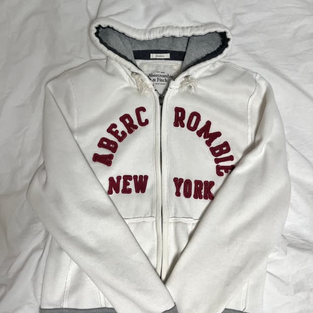 아베크롬비 y2k 뉴욕 버건디 머슬핏 후집 후드집업
