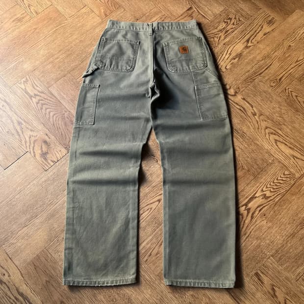 [29]칼하트 USA 빈티지 페인팅 모스그린 싱글니 카펜터 워크 팬츠