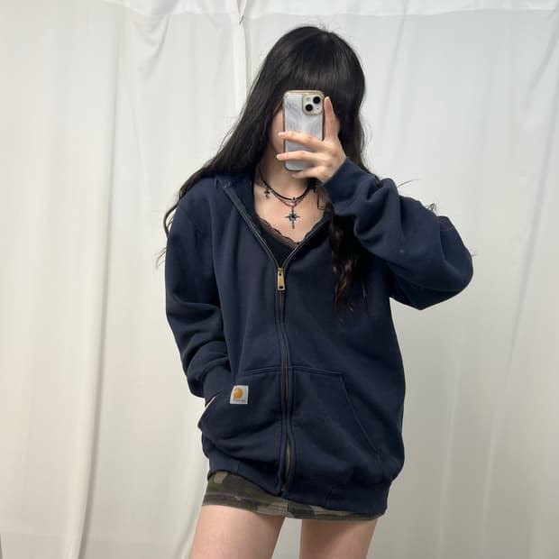 Carhartt navy hood zip-up