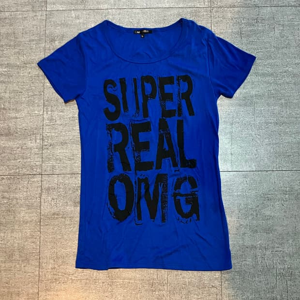 일본빈티지 Aqua 핀터깔y2k 와투케펑크 반팔티셔츠 블루