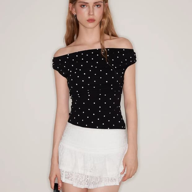 샵사이다 floral lace layered mini skirt