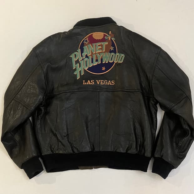 90s 플라넷 할리우드 리버시블 가죽 봄버자켓