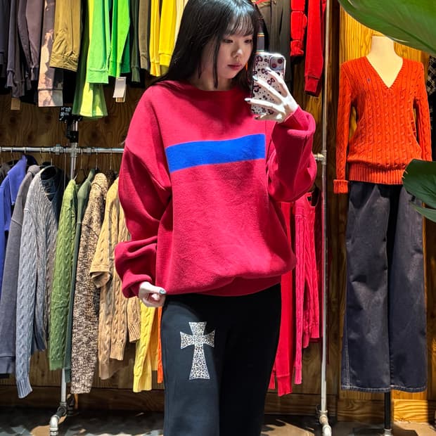 M 노메뉴얼 더블핸즈 레드 니트