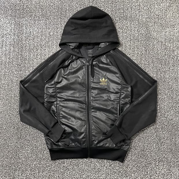 빈티지9. 아디다스 파이어버드 유광 후드집업 점퍼 바스락 블랙
