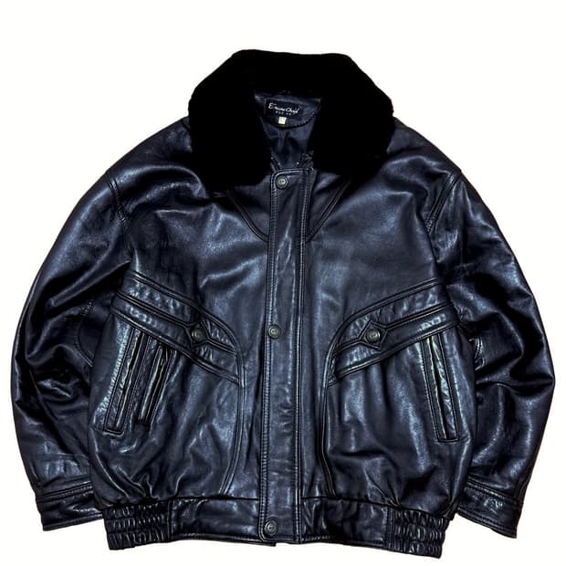빈티지 양가죽 봄버 블루종 자켓
