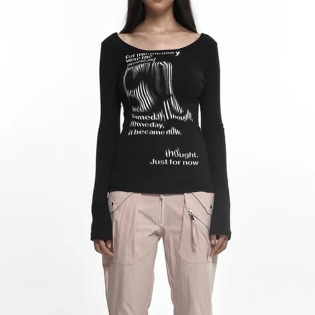 나체 플로우 슬림핏 롱 슬리브 블랙 0size