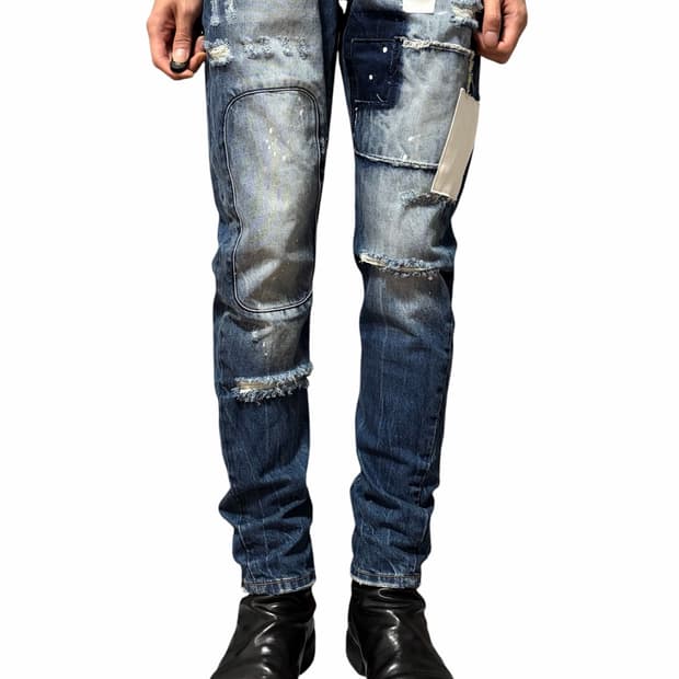 Patchwork Paint-Splatter Jeans