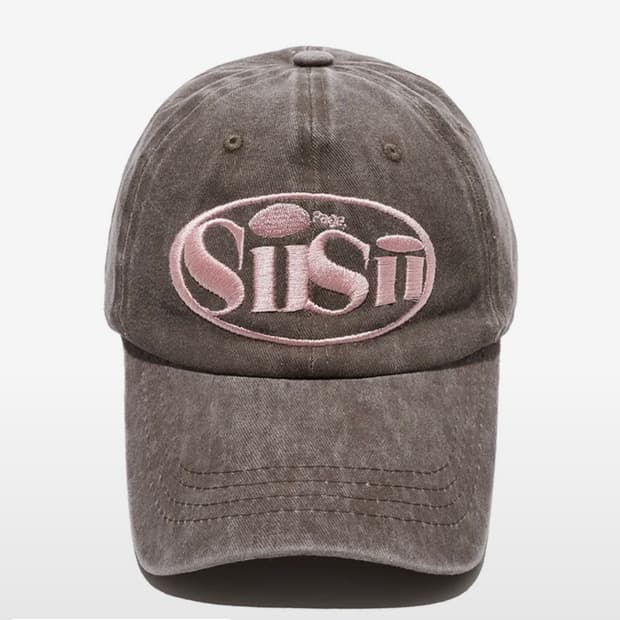 페이지시시 - 오발 로고 피그먼트 볼캡 브라운