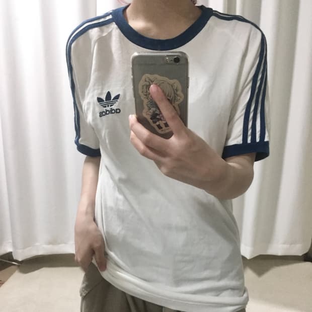 아디다스 흰파 화이트 네이비 트랙탑 링거 반팔 티