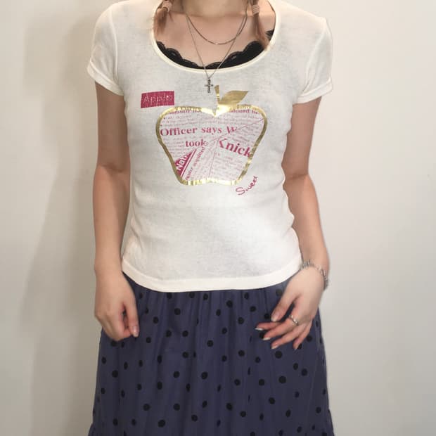 jpn vintage 하이틴 프린팅 비즈 티셔츠