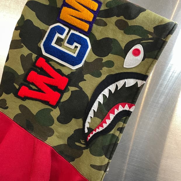 베이프 레드 카모 샤크 풀 집업 후디