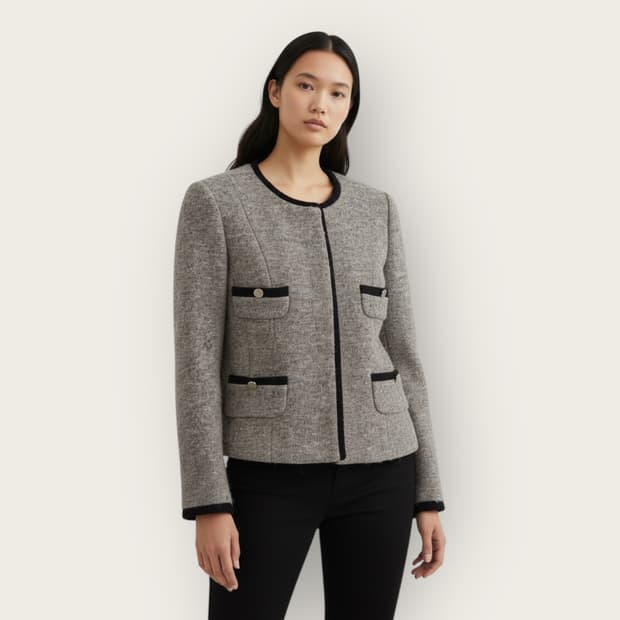 44~55/ 시스템 모헤어 트위드 금장버튼 자켓