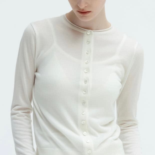LFM sheer button cardigan 가디건 Ivory