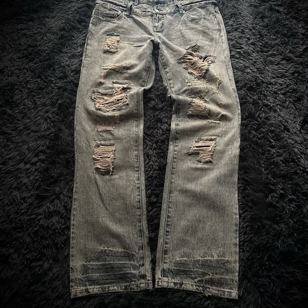 double waist Distressed denim