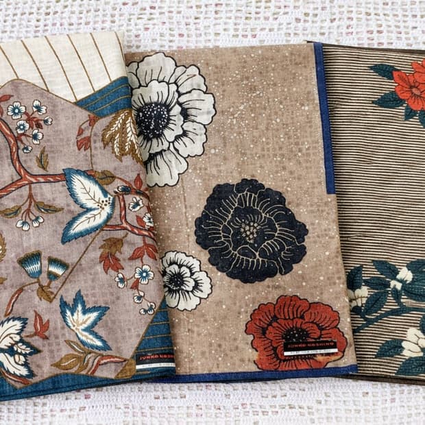 준코 코시노 플라워 패턴 손수건 3종