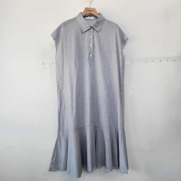 라인 스트라이프 셔츠 롱 원피스