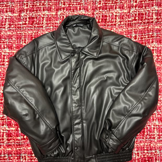 [L] 자라 발렌시아가 택시 블루종st 패디드 레더 자켓