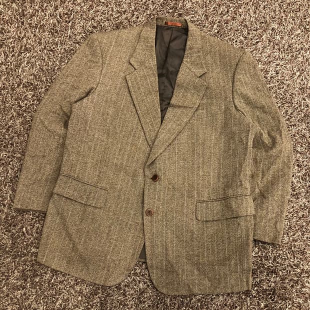 입생로랑 대디핏 헤링본 캐시미어 울 블레이저 자켓 