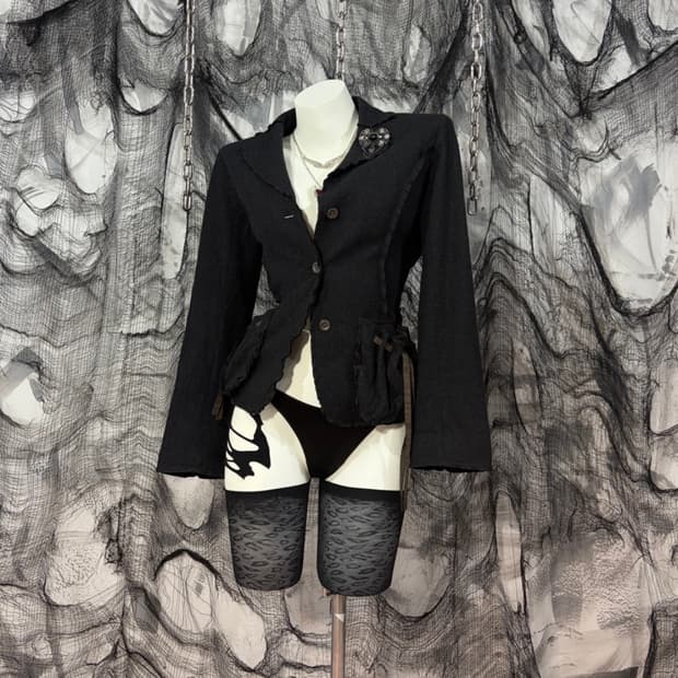 Gothic Grunge detail brooch wool blazer