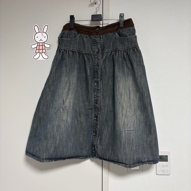 빈티지 데님 버튼 스커트