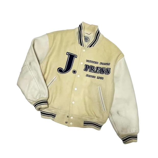 90s 빈티지 J. PRESS 제이프레스 울 레더 바시티 자켓 m사이즈