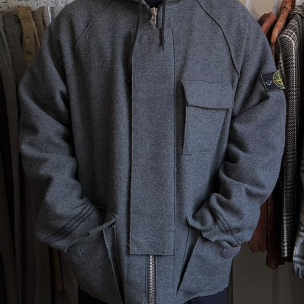 [L]92AW 스톤아일랜드 아카이브 울 3포켓 후드 숏 코트 자켓