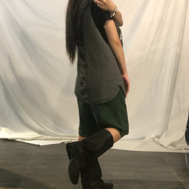 damage knit hoodie vest 