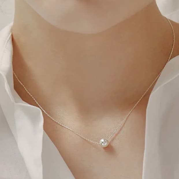 헤이 swarovski pearl necklace