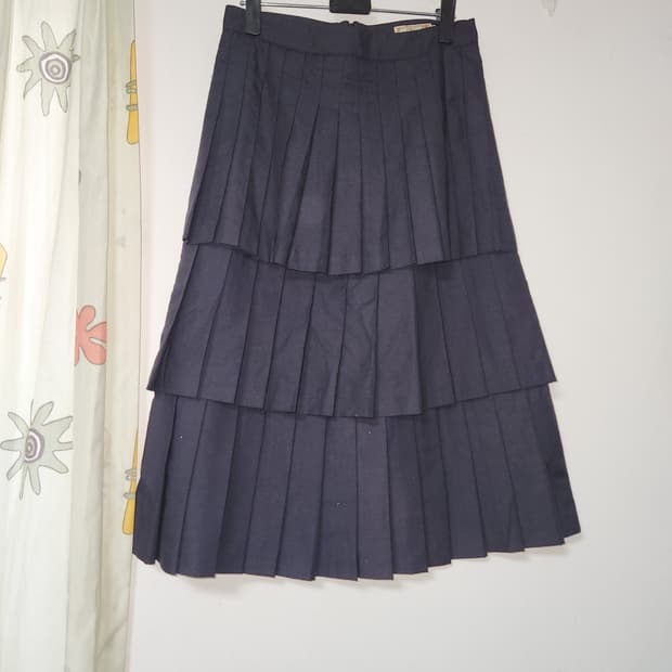 플리츠 캉캉 미디 스커트 네이비 27
