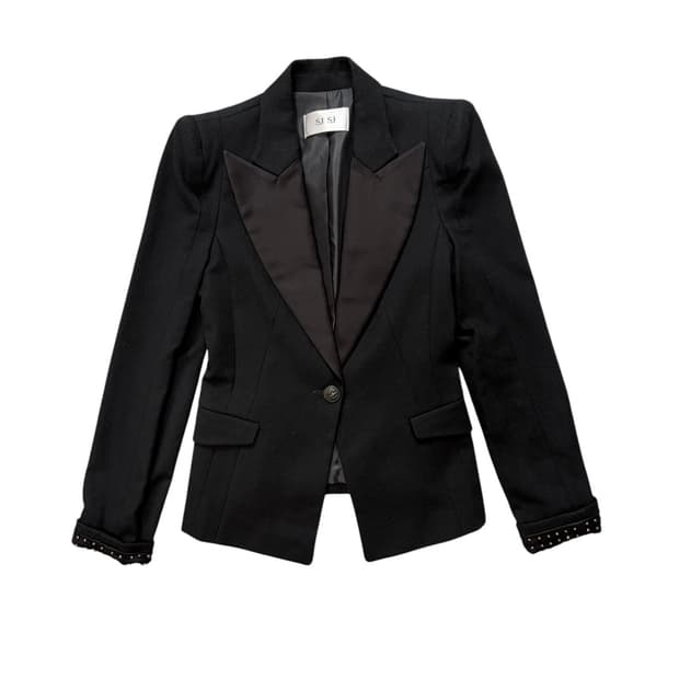 SJSJ Peak-Lapel & Studded-Cuff Blazer