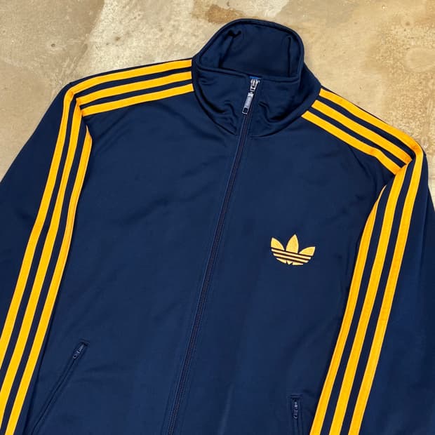 100 아디다스 파이어버드 네이비 오렌지라인 트랙탑 