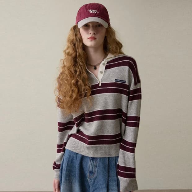 오픈도어스튜디오 color stripes knit gray