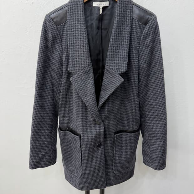 정품) 산드로 여성 깅엄체크 울 자켓 36