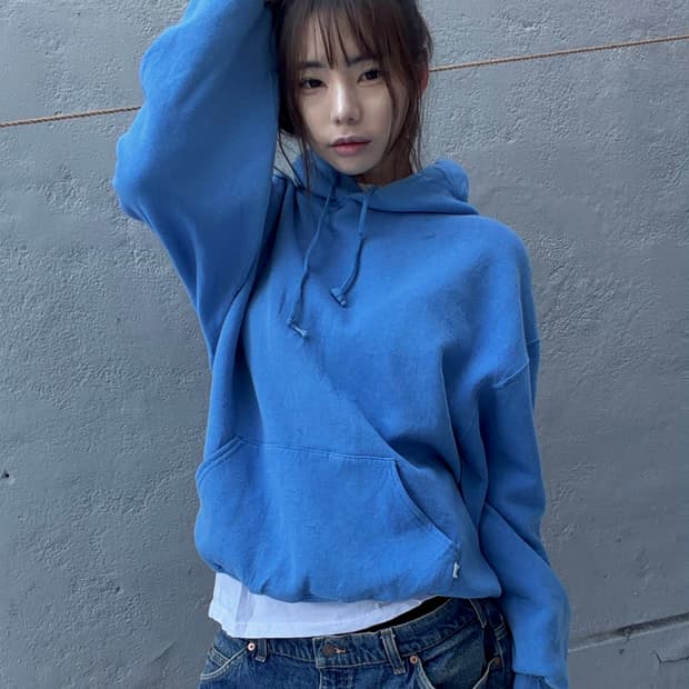 90s RUSSELL blue over hoodie