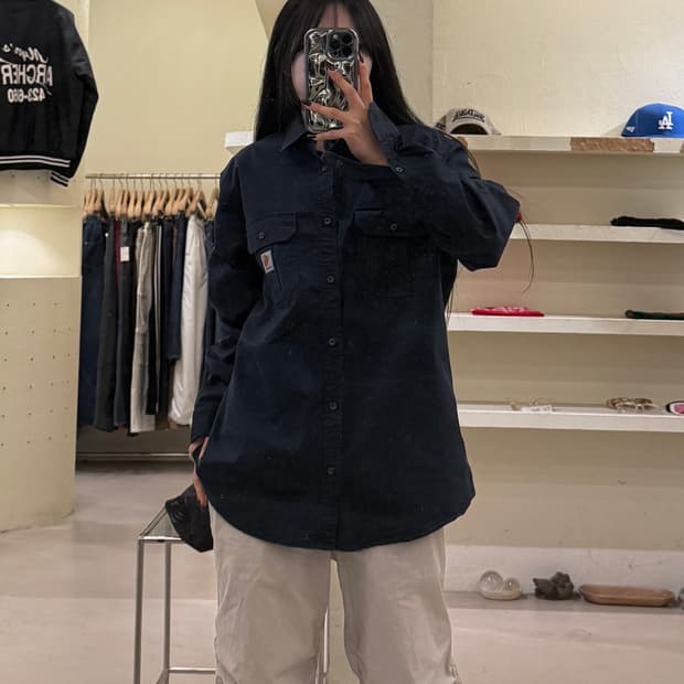 칼하트 투포켓 워크 셔츠 네이비 U1641