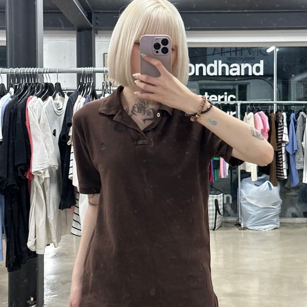 폴로 랄프로렌 브라운 카라티 반팔 티셔츠