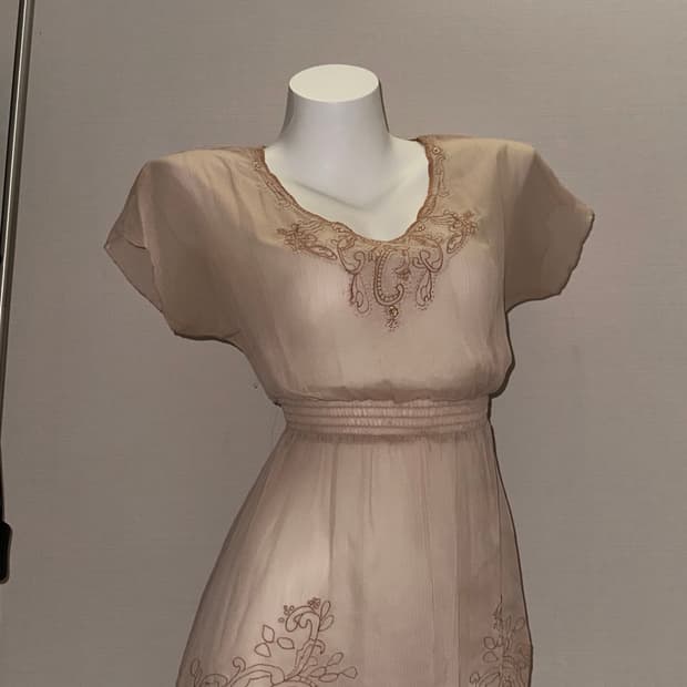 빈티지 페어리코어 시스루 반소매 블라우스