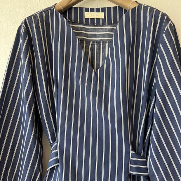 쇼핑몰 WARM 여성 네이비 스트라이프 코튼원피스 롱원피스