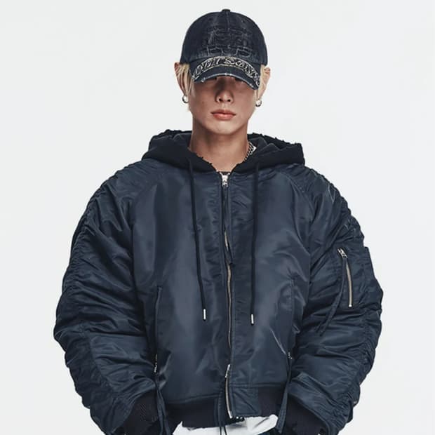 Free / 블랙 ) 이지노이지 디스트로이드 셔링 후드 ma-1 자켓