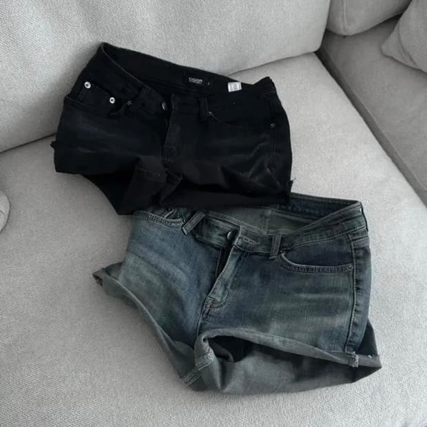 오도어 빈티지 로우 쇼츠 블랙 vintage raw shorts